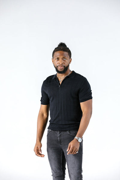 Tony Montana Black Quarter Zip Polo