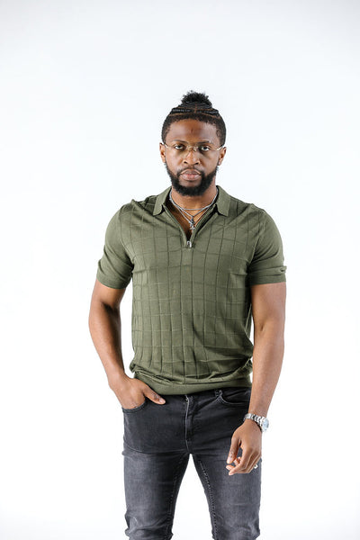 Tony Montana Olive Quarter Zip Polo