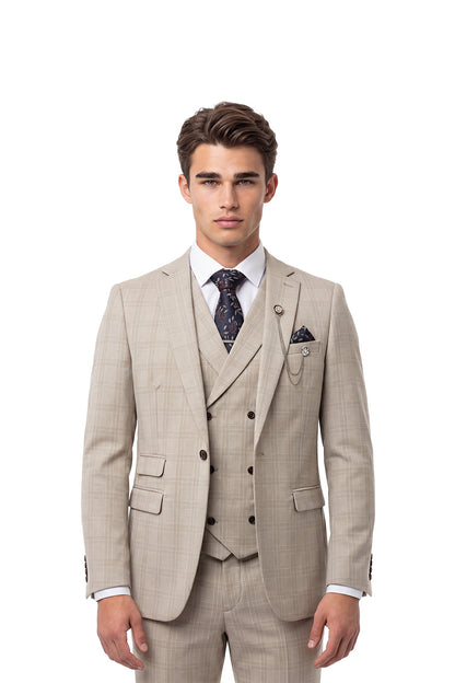 Sebastian Sand Check Suit Jacket