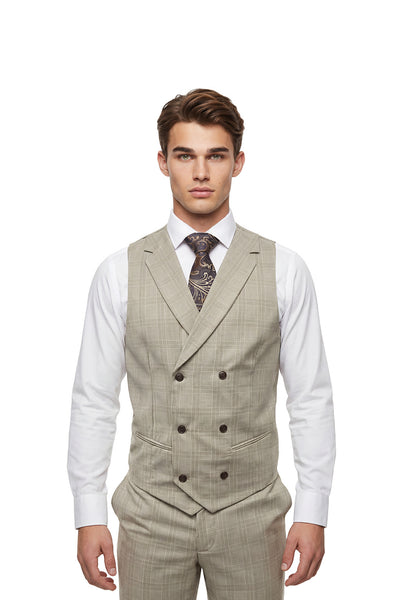 Sebastian Sand Check Waistcoat