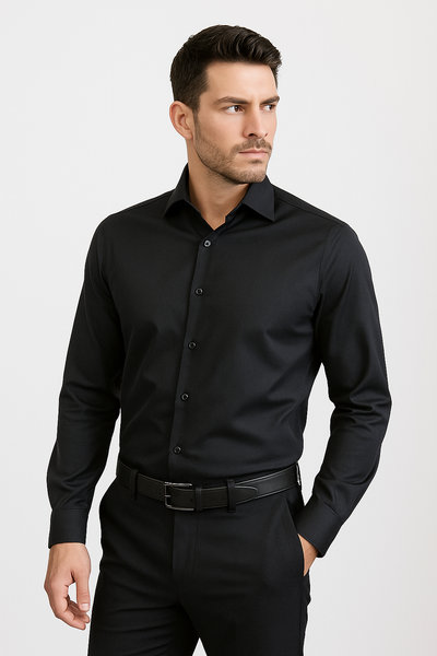 Black Slim Bamboo Shirt