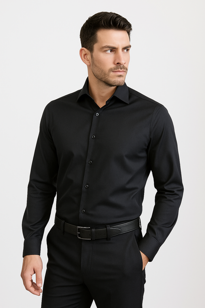 Black Slim Bamboo Shirt