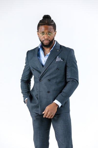 Adam Charcoal Double Breasted Suit Jacket