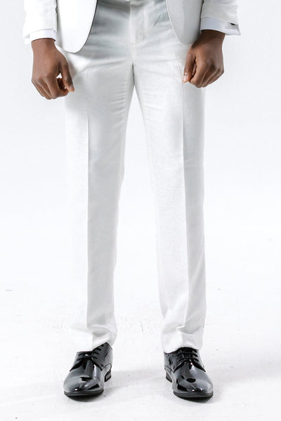 Paisley White Suit Trousers