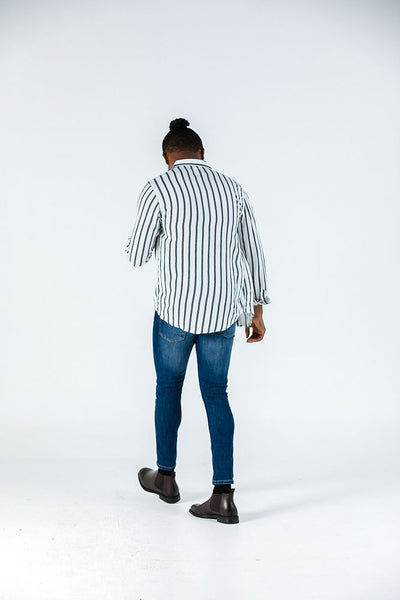 Marakech Long Sleeve White Striped Shirt Casual Shirt