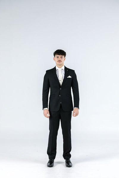 Massimo Black Textured Suit Jacket