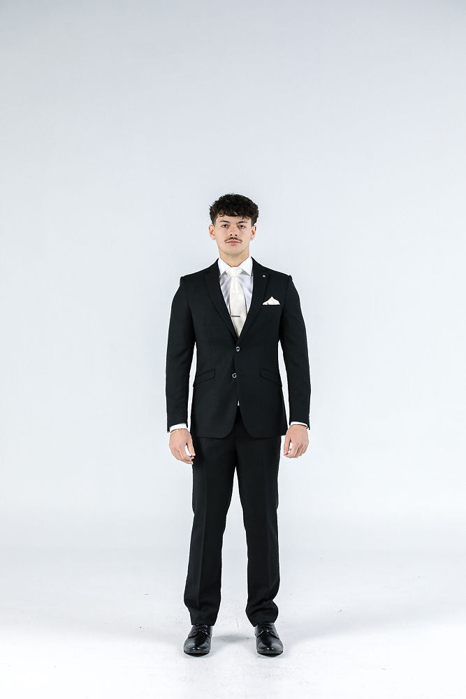 Massimo Black Textured Suit Trousers