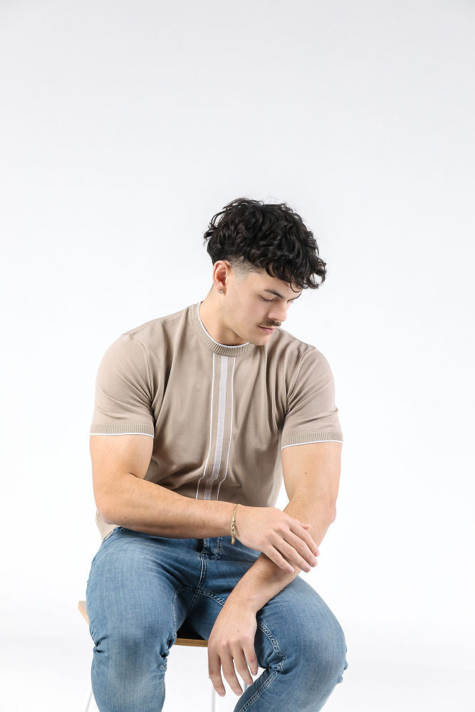 Ivteks Cream Striped Tee