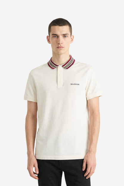 Tommy Hilfiger Ivory Petal RWB Collar Regular Polo