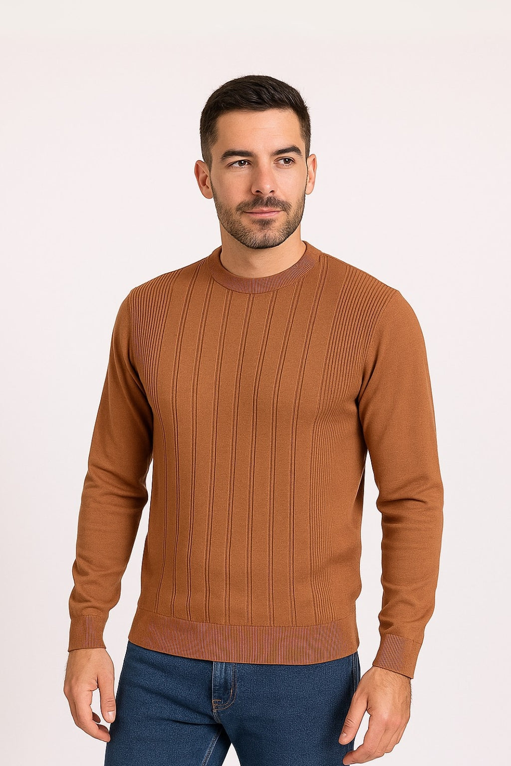 Tony Montana Hazelnut Striped Knit Sweater