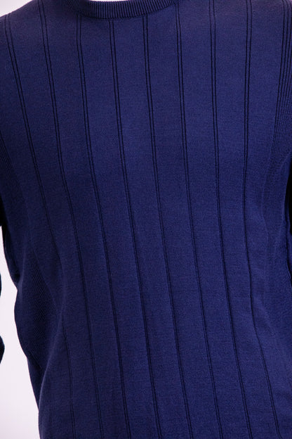 Tony Montana Blue Striped Knit Sweater