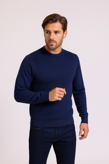 Tony Montana Blue Striped Knit Sweater
