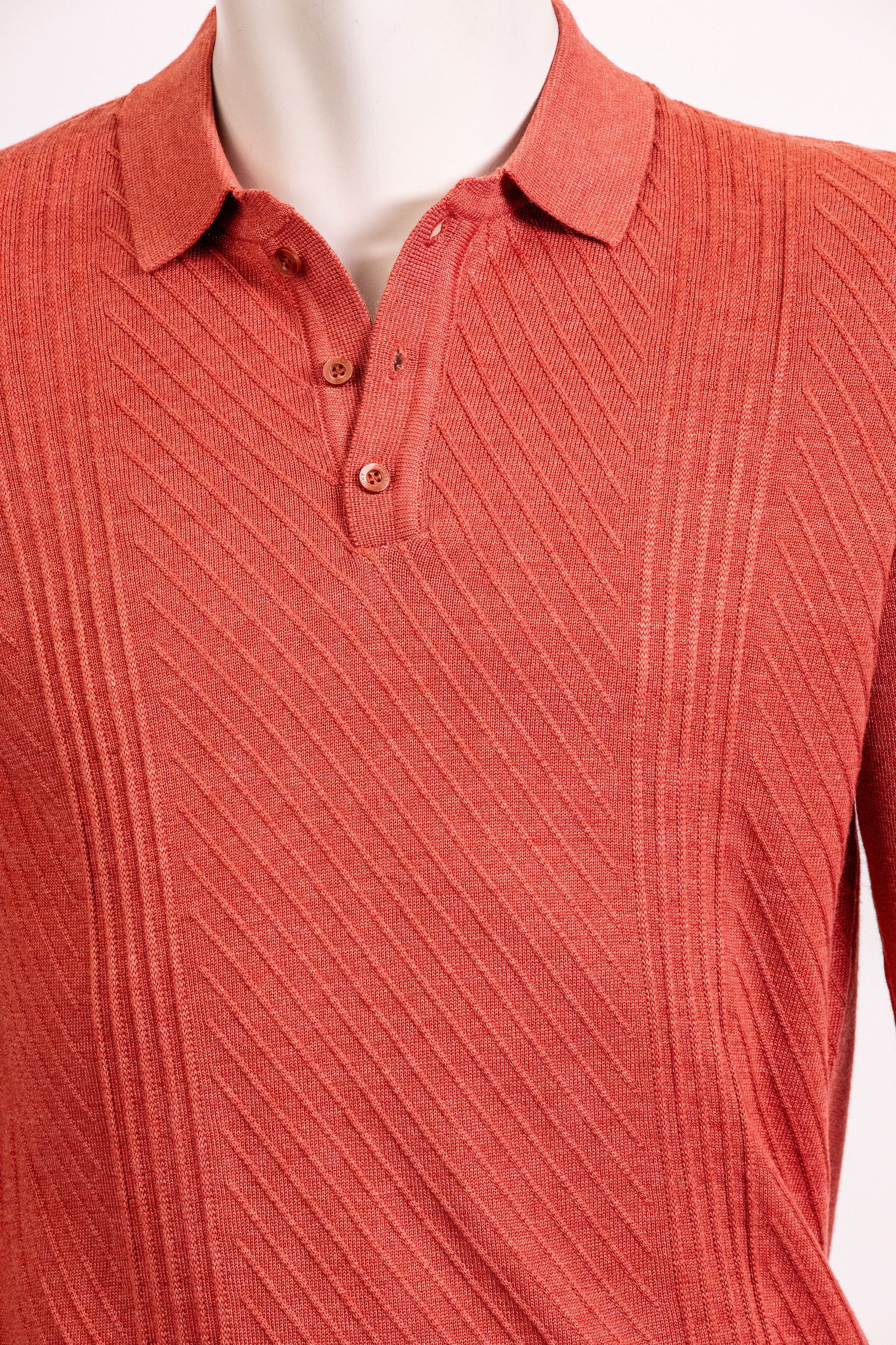 Tony Montana Burnt Red Oblique Ribbed Knit Polo