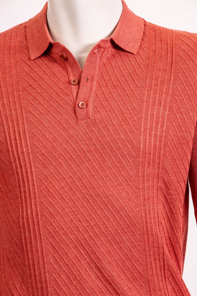 Tony Montana Burnt Red Oblique Ribbed Knit Polo