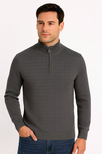 Tony Montana Charcoal Quarter Zip Waffle Knit