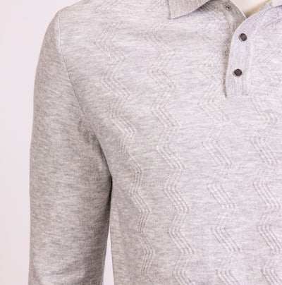 Tony Montana Grey Chevron Textured Knit Polo