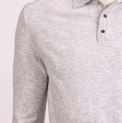 Tony Montana Grey Chevron Textured Knit Polo