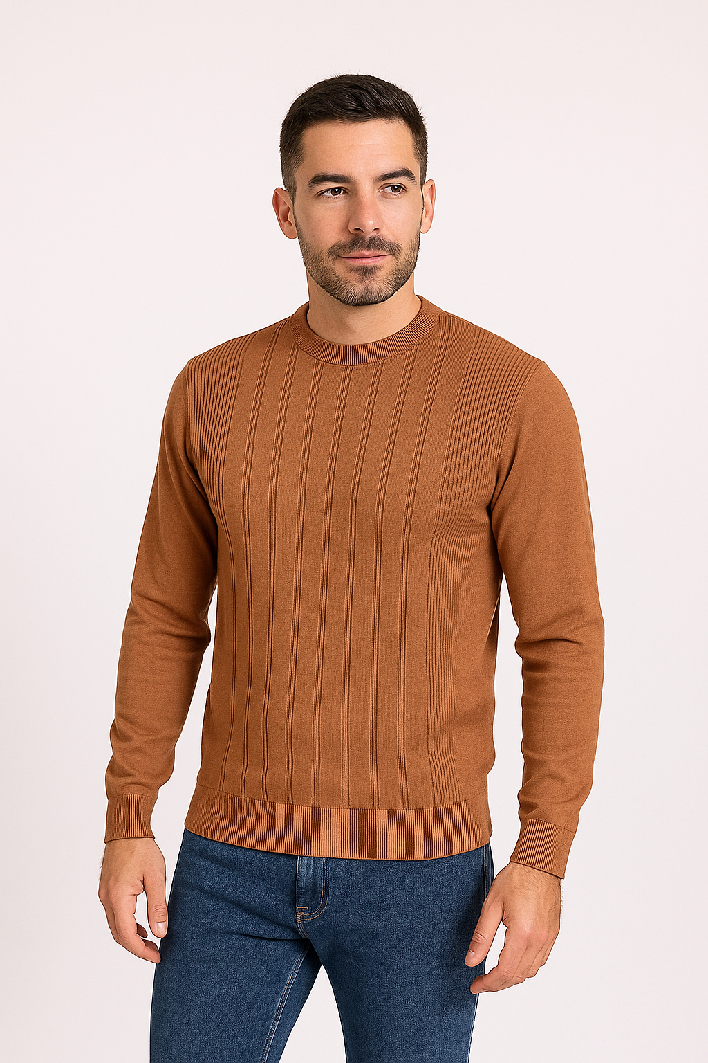 Tony Montana Hazelnut Striped Knit Sweater