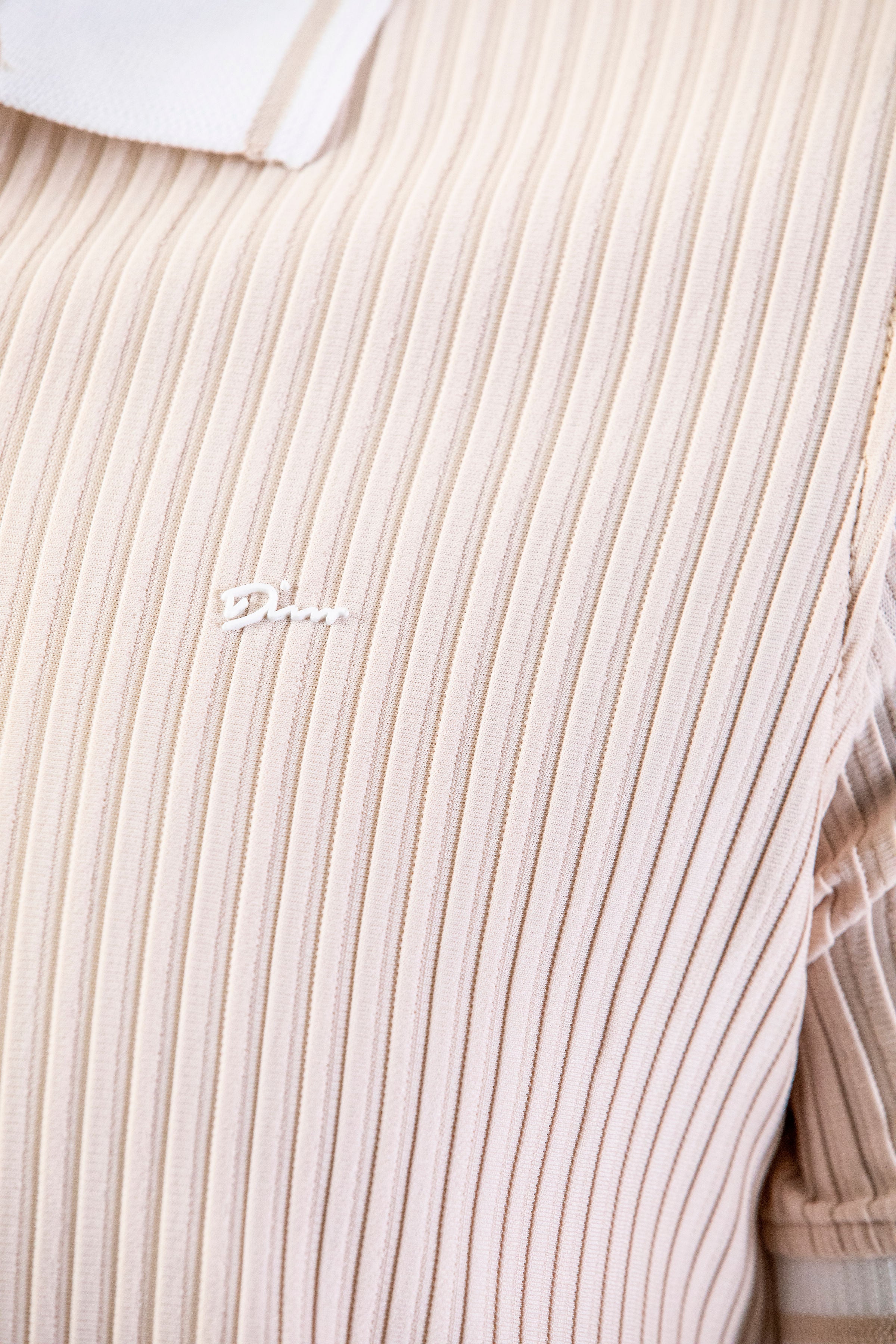 Troy Beige Self Striped Polo