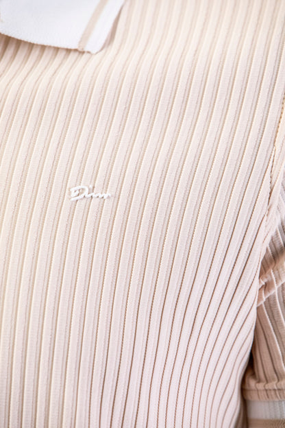 Troy Beige Self Striped Polo