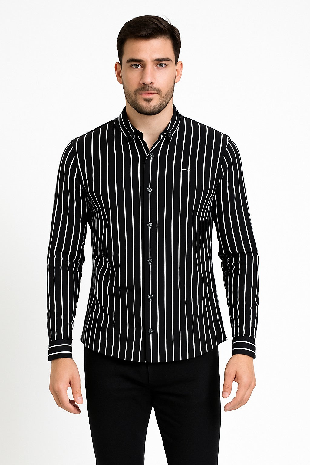 Troy Black Striped Long Sleeve Shirt