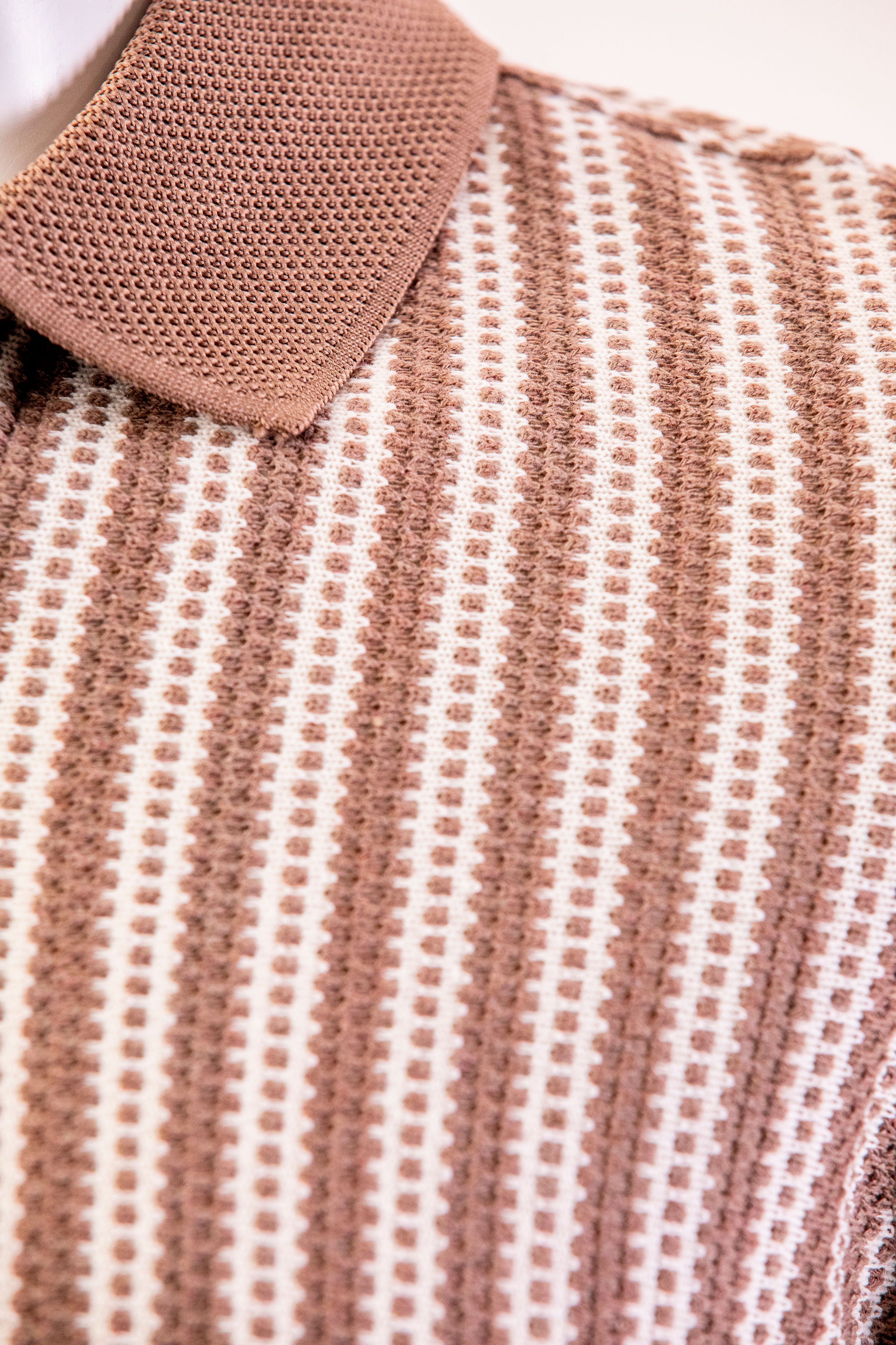 Troy Brown Knitted Striped Polo