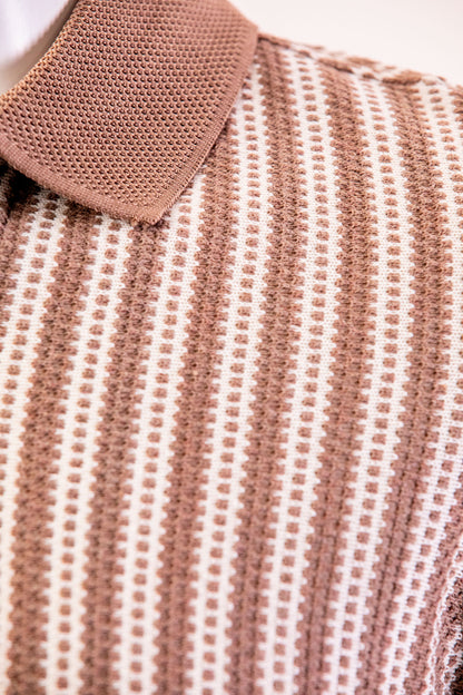 Troy Brown Knitted Striped Polo