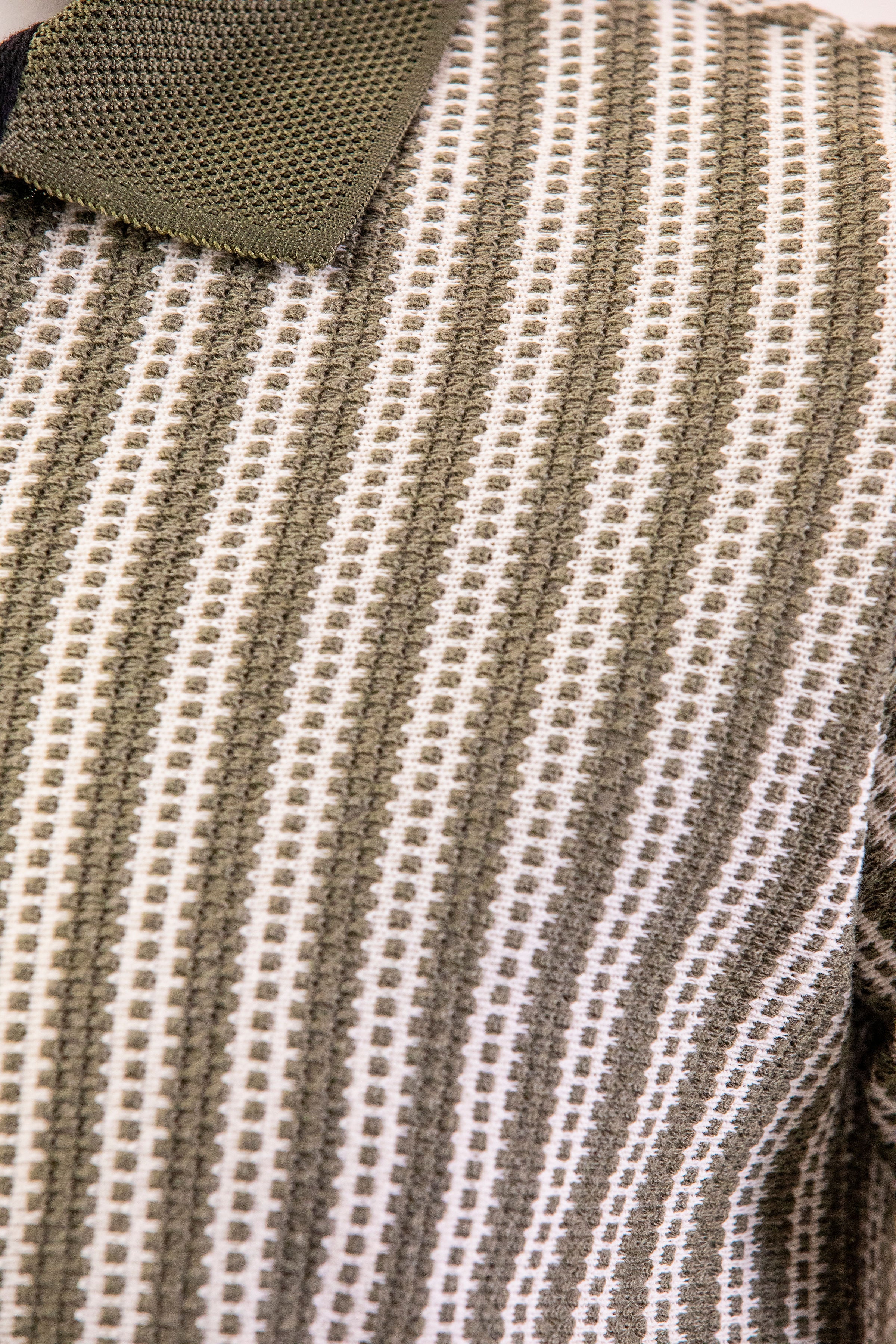 Troy Green Knitted Striped Polo