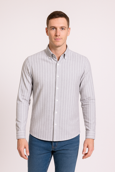 Troy Silver Striped Long Sleeve Shirt
