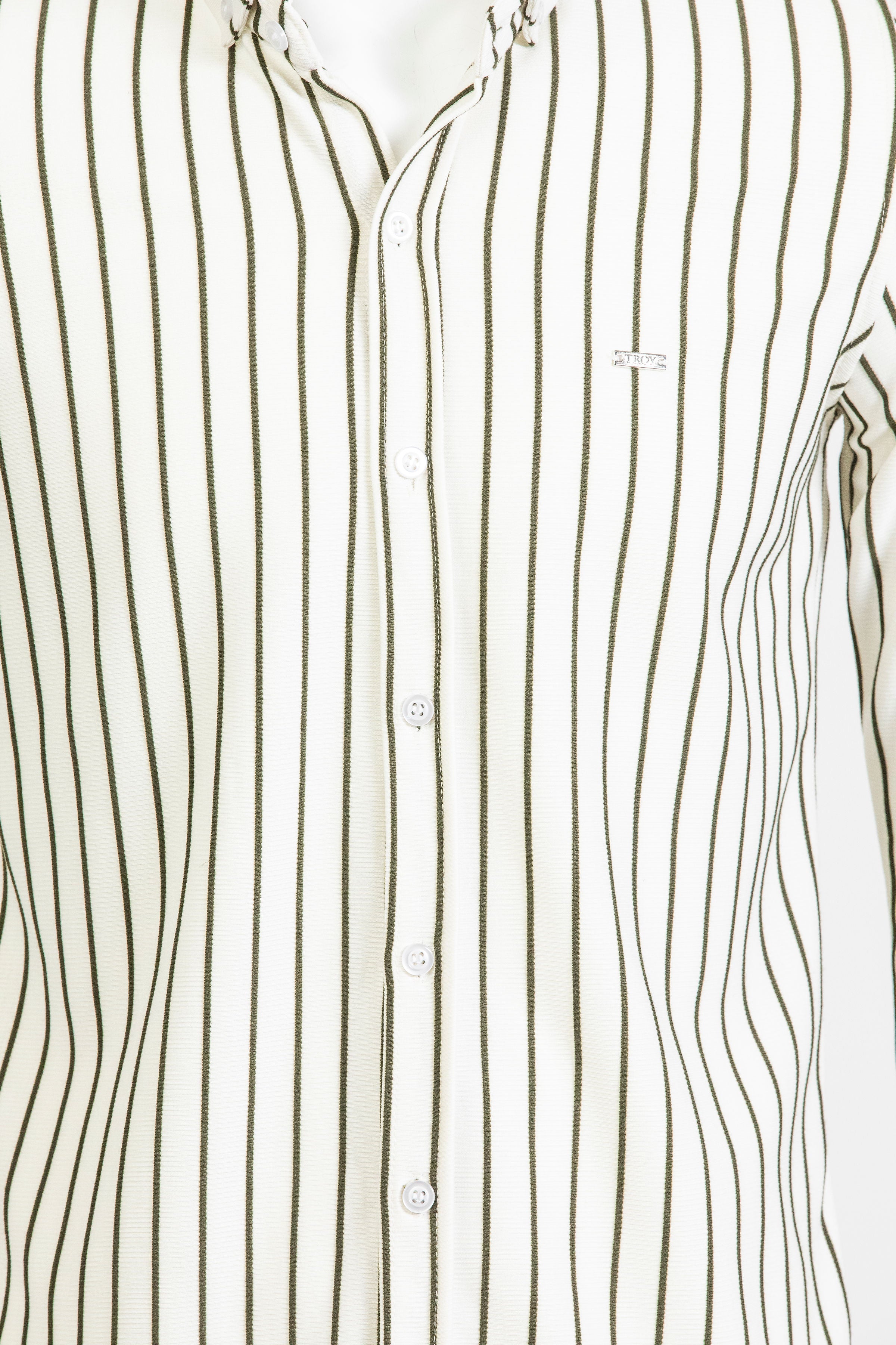 Troy White/Khaki Striped Long Sleeve Shirt