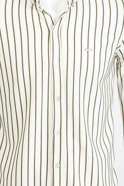 Troy White/Khaki Striped Long Sleeve Shirt