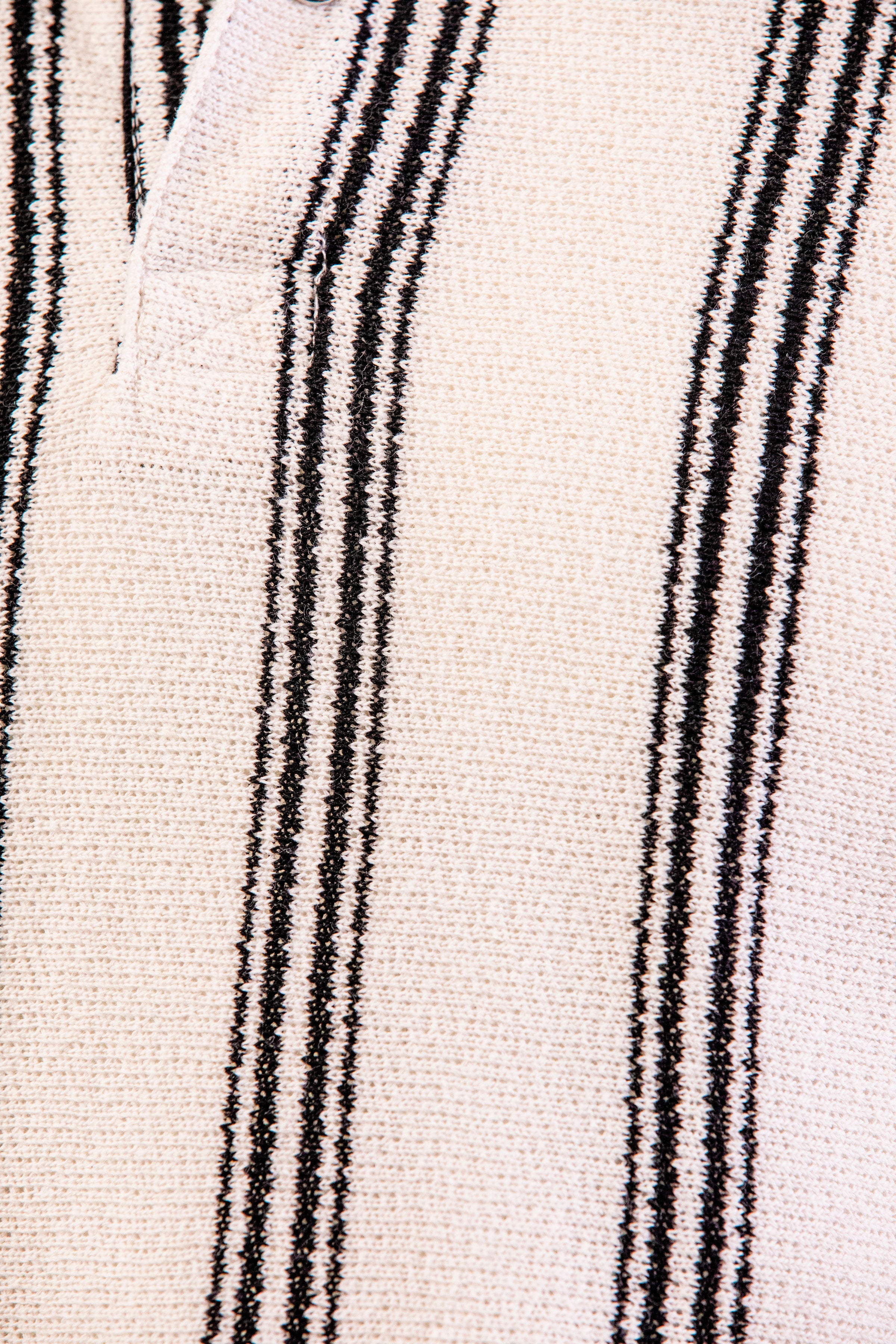 Troy White Textured Striped Polo