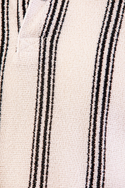 Troy White Textured Striped Polo