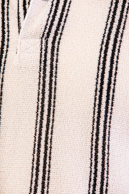 Troy White Textured Striped Polo