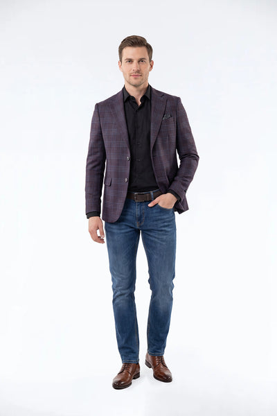 Turin Burgundy Checked Sports Jacket
