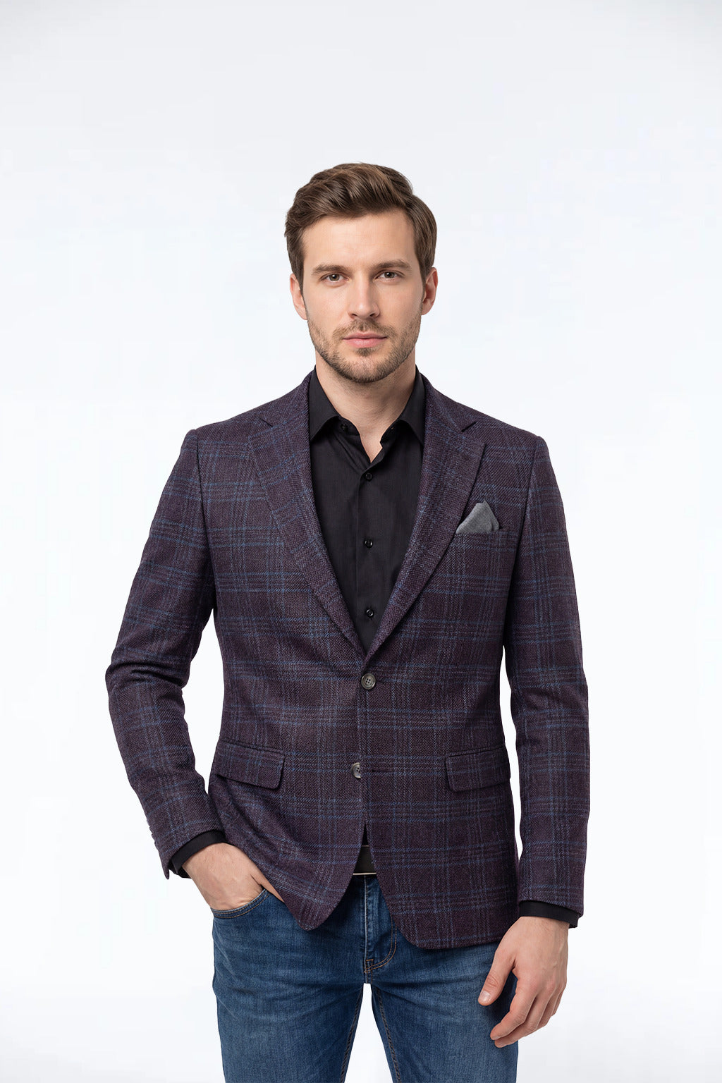 Turin Burgundy Checked Sports Jacket