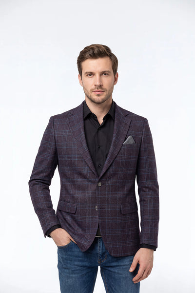 Turin Burgundy Checked Sports Jacket