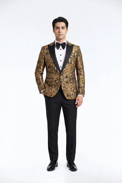 Varce Gold Tuxedo Suit Jacket