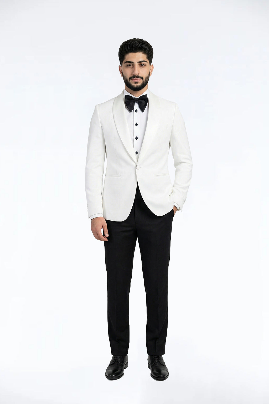 Varce Ivory Satin Lapel Dinner Jacket