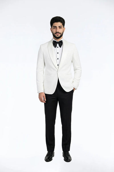 Varce Ivory Satin Lapel Dinner Jacket