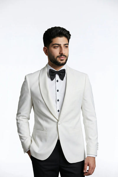 Varce Ivory Satin Lapel Dinner Jacket