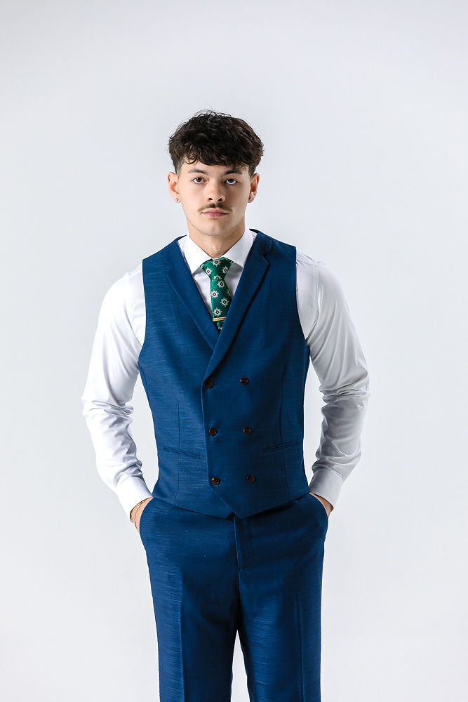 Hugo Blue Textured Waistcoat Waistcoat