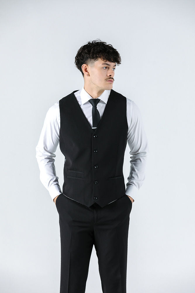 Marcus Black Stretch Waistcoat